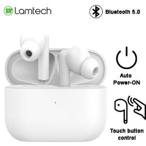 LAMTECH BLUETOOTH 5.0 TWS EARPHONES WITH CHARGING DOCK WHITE