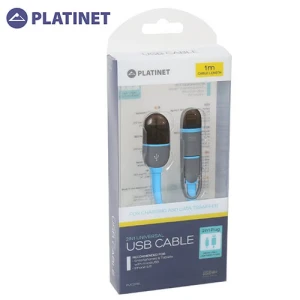 PLATINET USB UNIVERSAL CABLE 2 IN 1 MICRO USB & LIGHTNING PLUGS BLUE RETAIL PACK
