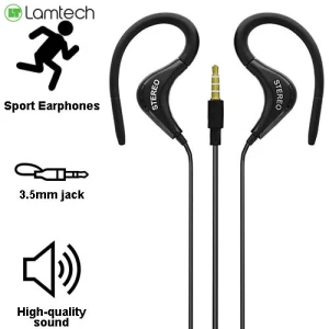 LAMTECH SPORT MOBILE EARPHONES WITH MIC BLACK